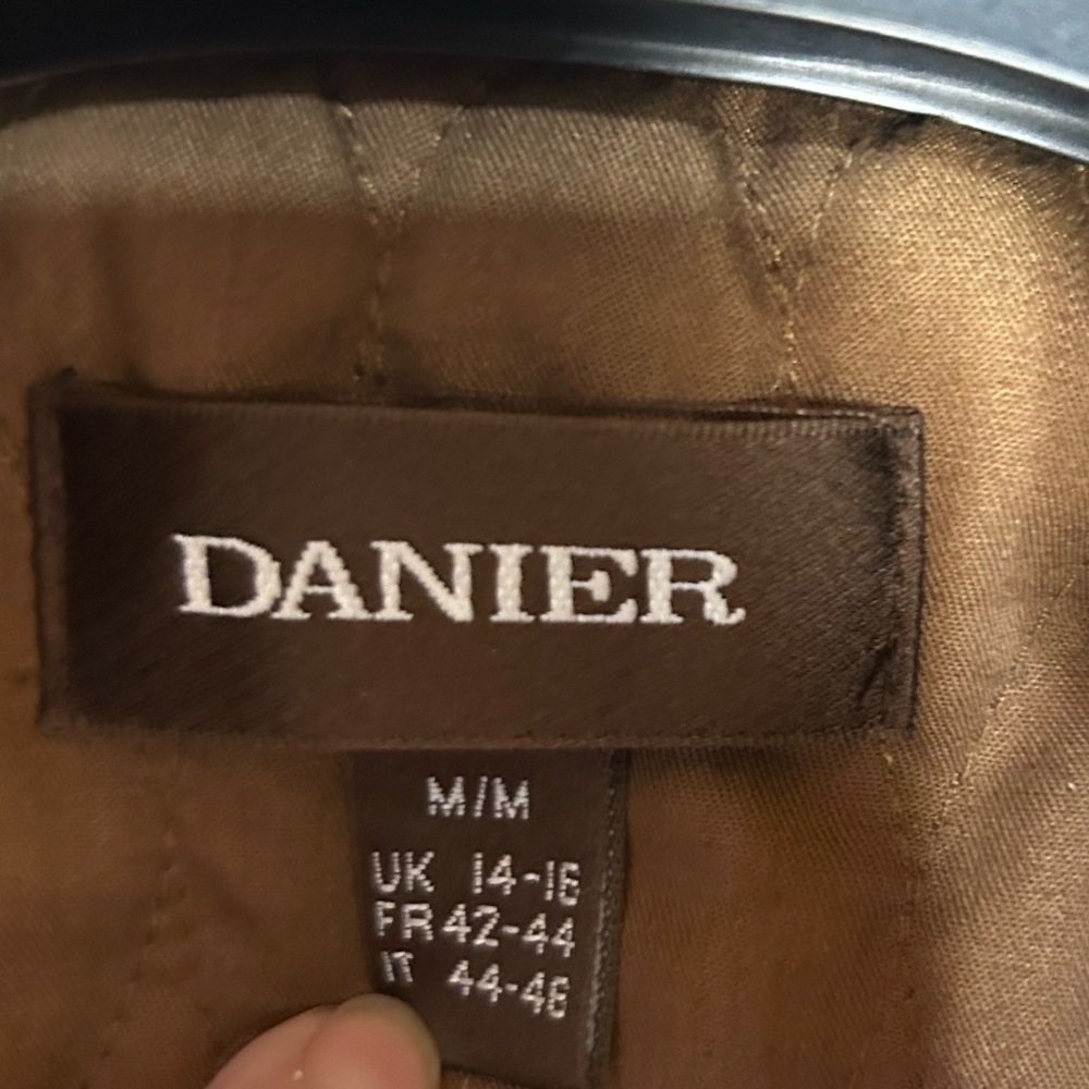 Danier leather jacket size‎ medium brown zippered bomber wool blend collar- READ - Picture 7 of 9
